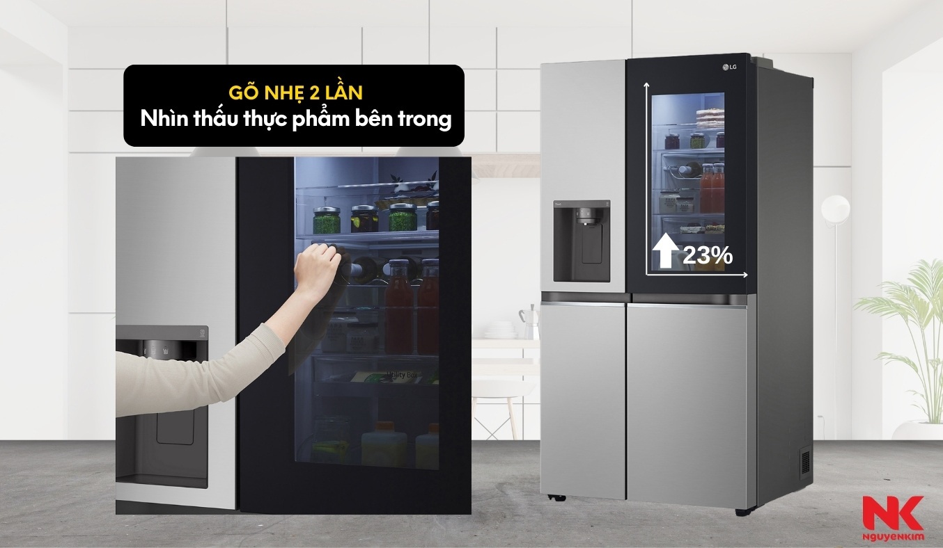 Tủ lạnh LG Inverter 635 lít GR-G257SV Công nghệ InstaView Door-in-Door