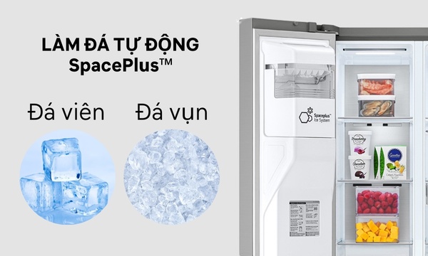 Tủ lạnh LG Inverter 635 lít GR-G257SV Hệ thống làm đá tinh gọn Slim SpacePlus™