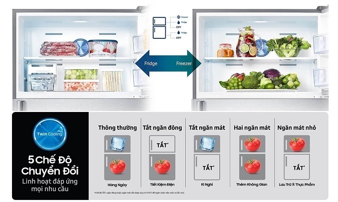 Tủ lạnh Samsung Inverter 319 lít RT32K5932BY - 5 chế độ chuyển đổi