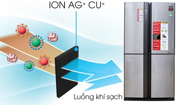 Tủ lạnh Sharp Inverter 678 lít SJ-FX680V-ST lọc vi khuẩn, khử mùi và tạo không khí sạch