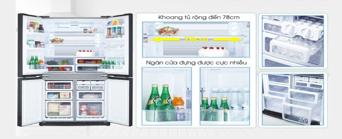 Tủ lạnh Sharp 556 lít SJ-FX630V-BE chứa được nhiều thực phẩm