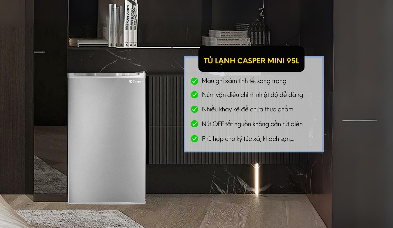 Tủ lạnh Mini Casper 95 lít RO-95PG - Tủ lạnh mini 1 cửa