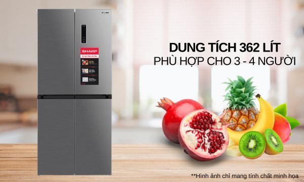 Tủ lạnh Sharp Inverter 362 lít SJ-FX420V-SL thích hợp dùng cho gia đình có khoảng 3 - 4 thành viên