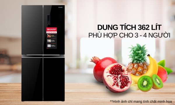 Tủ lạnh Sharp Inverter 362 lít SJ-FX420VG-BK thích hợp dùng cho gia đình có khoảng 3 - 4 thành viên