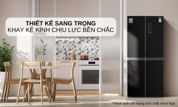 Tủ lạnh Sharp Inverter 362 lít SJ-FX420VG-BK Ngăn kệ kính chịu lực độ bền cao
