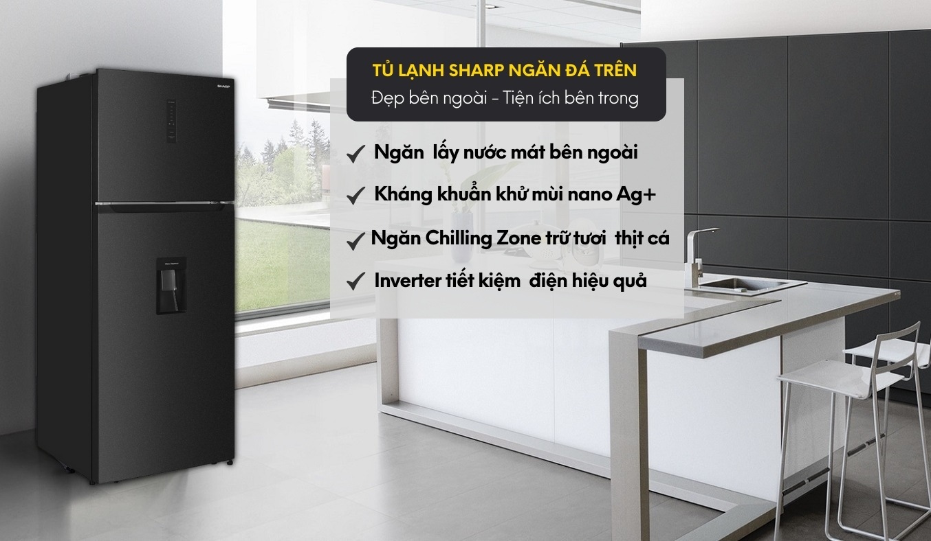 Tủ lạnh Sharp Inverter 417 lít SJ-X417WD-DG diện mạo sang trọng