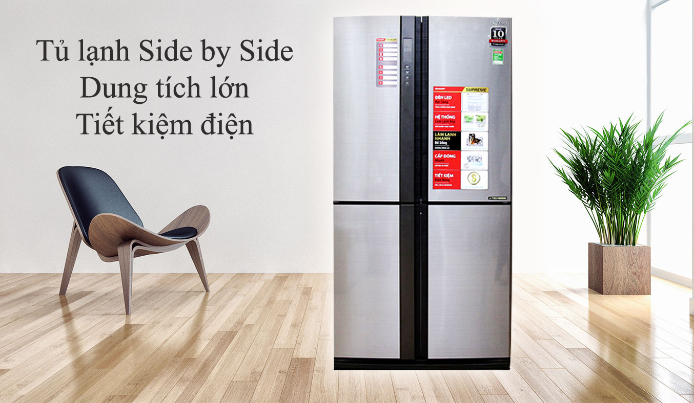 Tủ lạnh Sharp SJ-FX680V 605 lít trắng giám giá tại nguyenkim.com