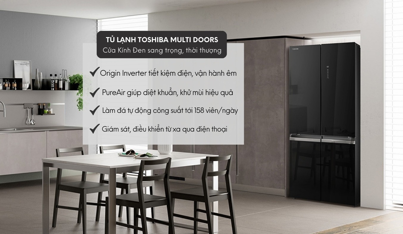 Tủ lạnh Toshiba Inverter 515 lít GR-RF665WIA-PGV(22)-XK - Tủ lạnh multi doors cao cấp