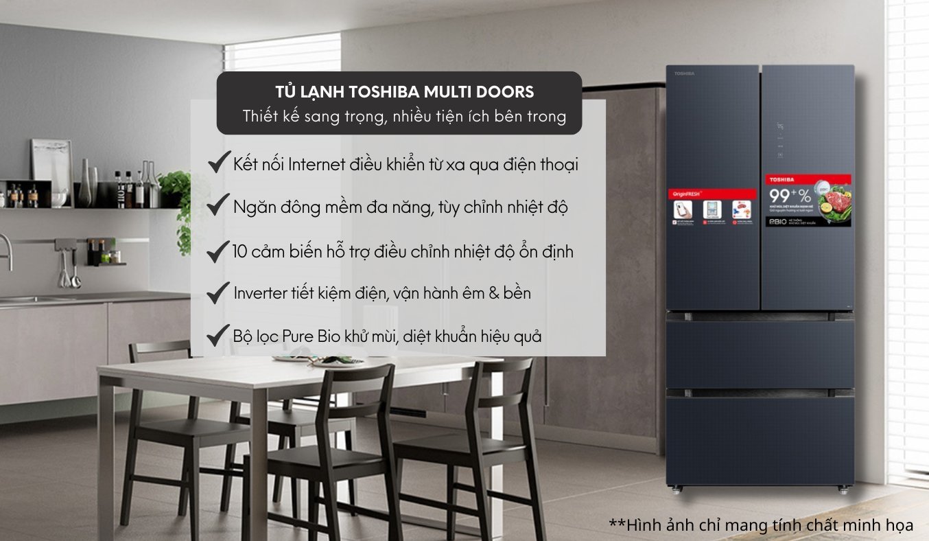 Tủ lạnh Toshiba Inverter 515 lít GR-RF669WI-PGV(A9)-BG - Tủ lạnh Toshiba Multi doors