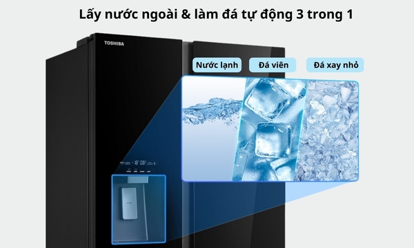 Tủ lạnh Toshiba Inverter GR-RS755WIA-PGV(22)-XK - Làm Đá Tự Động 3 Trong 1