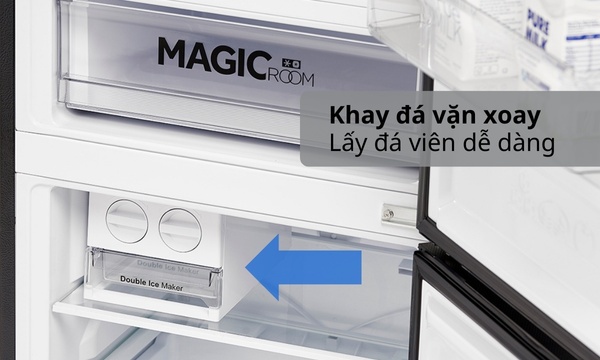 Tủ lạnh Aqua Inverter 324 lít AQR-B380MA(GM) - Khay đá xoay, lấy đá viên dễ dàng