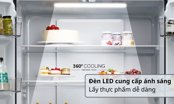 Tủ lạnh Aqua Inverter 324 lít AQR-B390MA(SLB) - Đèn Led cung cấp ánh sáng