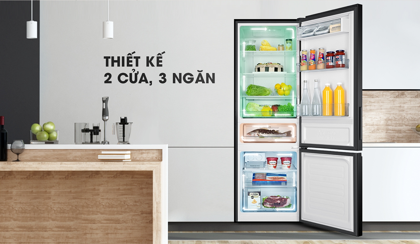 Tủ lạnh Aqua Inverter 260 lít AQR-IG298EB (GB) - Thiết kế