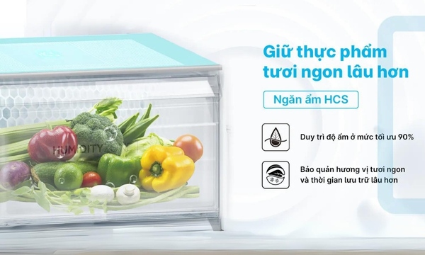 Tủ lạnh Aqua Inverter 469 lít AQR-M536XA(SL) ngăn rau quả giữ ẩm 90%