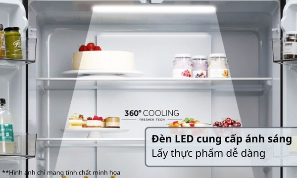 Tủ lạnh Aqua Inverter 283 lít AQR-T299FA(SL) - Đèn Led cung cấp ánh sáng