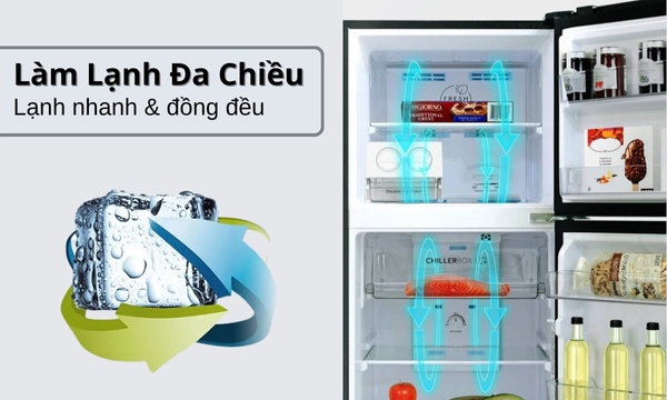 Tủ lạnh Aqua Inverter 333 lít AQR-T352FA(FB) - Làm lạnh gián tiếp và đa chiều