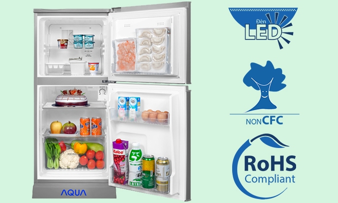 Tủ lạnh Aqua 123 lít AQR-125EN (SS) đèn LED chiếu sáng
