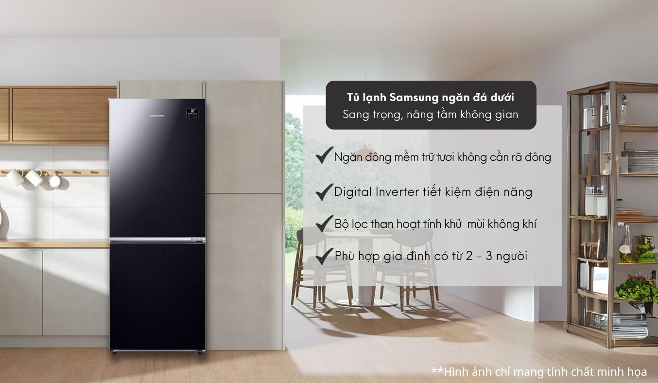 Tủ lạnh Samsung Inverter 280 lít RB27N4010BU diện mạo sang trọng