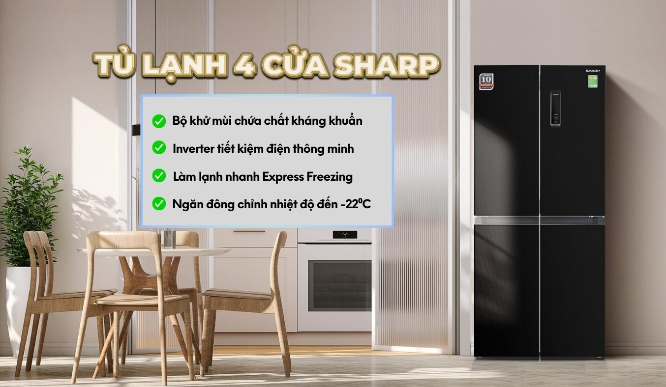 Tủ lạnh Sharp Inverter 362 lít SJ-FX420V-DS