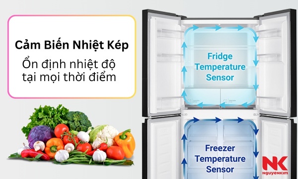 Tủ lạnh Hitachi Inverter 466 lít HR4N7522DSDXVN Điều khiển cảm biến kép