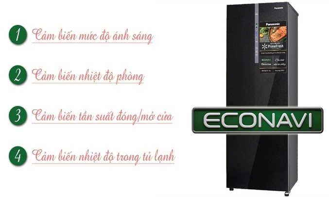 tủ lạnh tiết kiệm điện nhất hiện nay nhờ công nghệ Inverter kết hợp cảm biến Econavi