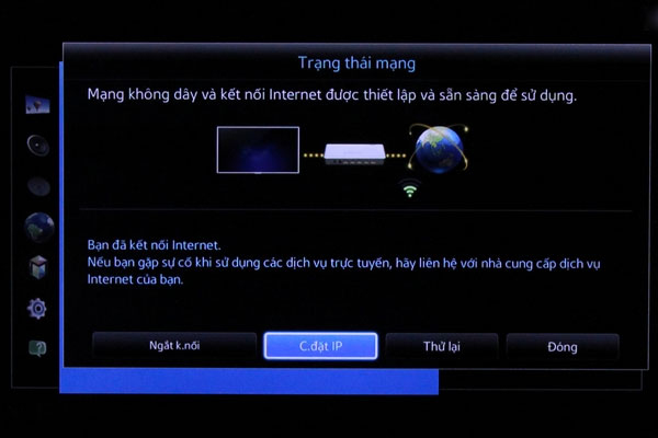 Chọn “Cài đặt IP” trên tivi