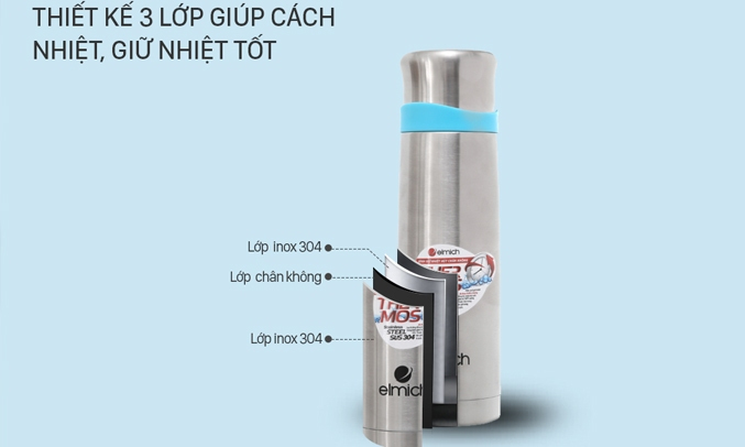 Bình giữ nhiệt inox 500ml Elmich K5 - Cấu tạo