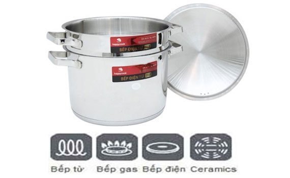 Bộ xửng inox Happy Cook Milan ST24-ML sử dụng nhiều loại bếp