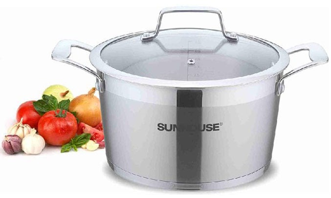 Bộ nồi inox 5 đáy Sunhouse SH780 màu inox chất liệu cao cấp