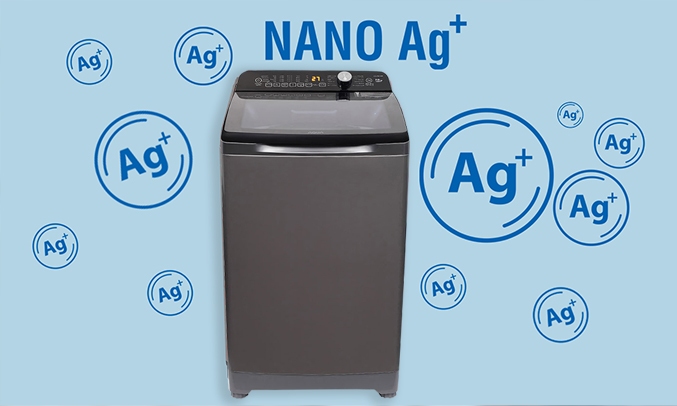 Máy giặt Aqua 10 kg AQW-FR100ET.S diệt khuẩn khử mùi Nano Ag+