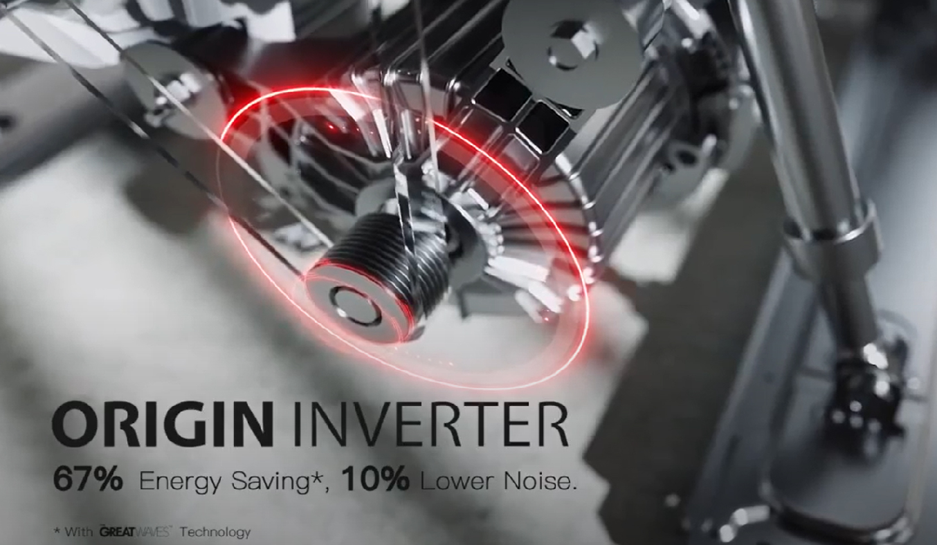 Máy giặt Toshiba Inverter 10.5 Kg TW-BK115G4V(SS) - Động cơ Origin Inverter vận hành  mạnh mẽ bền bỉ, êm ái và tiết kiệm điện