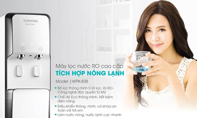 Máy lọc nước Korihome WPK-838 2 vòi nóng lạnh