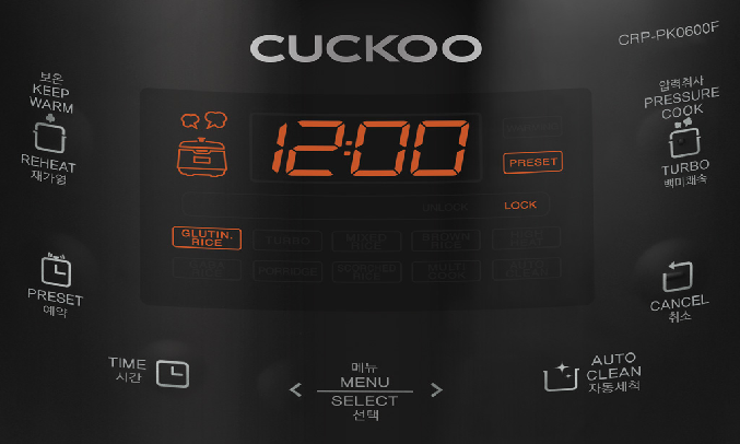 Nồi cơm điện Cuckoo 1.08 lít CRP-PK0600F - Bảng điều khiển
