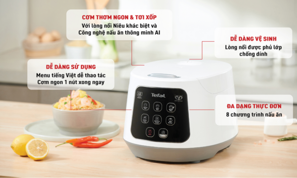 Nồi cơm điện tử Tefal 1 lít Easy Rice Compact RK730168 dung tích