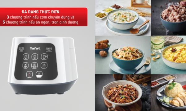 Nồi cơm điện tử Tefal 1 lít Easy Rice Compact RK730168 chương trình