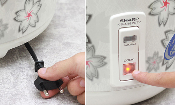 Nồi cơm điện Sharp KS-N182ETV được thiết kế nút bấm sử dụng dễ dàng