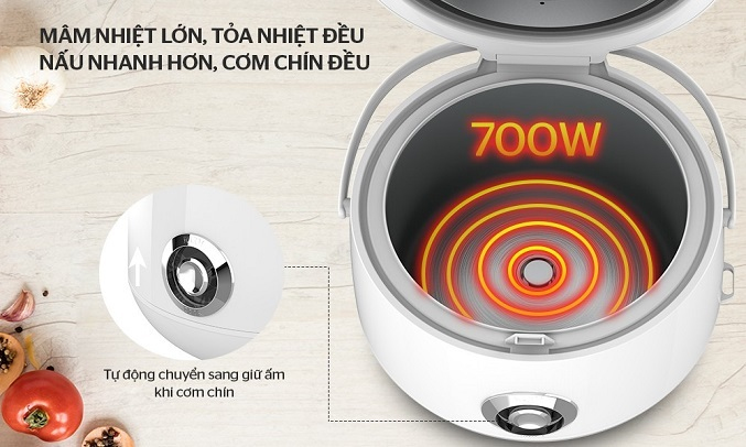 Nồi cơm điện Sunhouse 1.8 lít SHD8606 - Công suất 700W