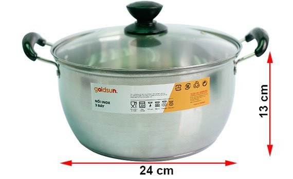 Nồi inox Goldsun GE21 F24-1302SG 24cm có thể sử dụng cho nhiều loại bếp