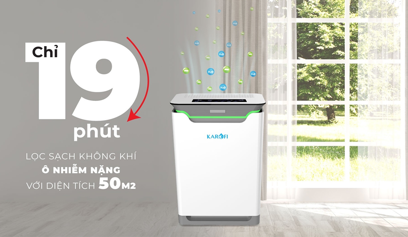 Máy lọc không khí Karofi KAP-317 lọc công suất mạnh chỉ tỏng 19 phút