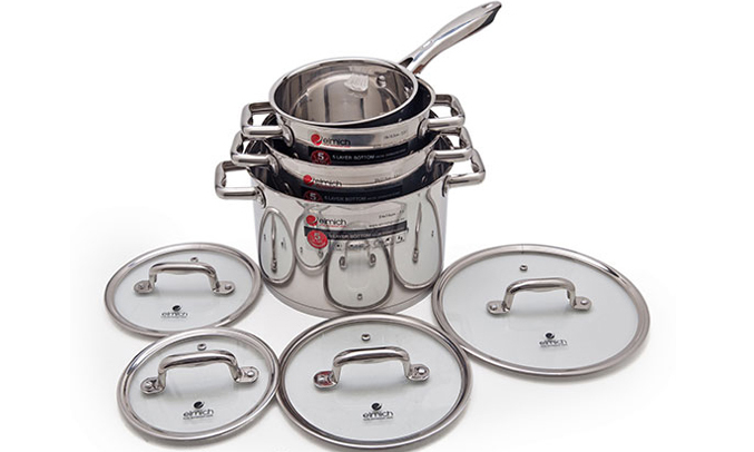 Nồi inox Elmich 304 5 đáy nắp nồi bằng kính