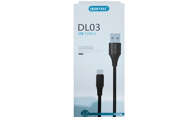 Cáp sạc USB Type-C 90PAI DL-03 Đen - Chiều dài dây 1.2m