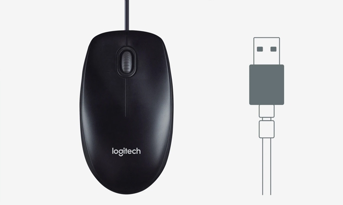Chuột máy tính Logitech B100 Đen - Kết nối dễ dàng