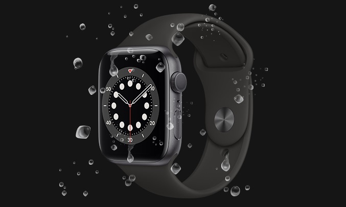 Apple Watch S6 GPS 44mm Vỏ nhôm Dây cao su Đen - Chống nước 50m