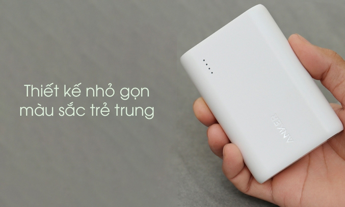 Pin sạc dự phòng Anker Powercore 10000mAh A1263 Trắng- Thiết kế