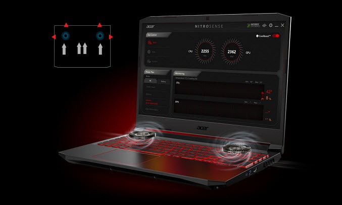 Acer Nitro 5 i5-10300H 15.6 inch AN515-55-5923 2 quạt tản nhiệt mới nhất ở 2 bên thân