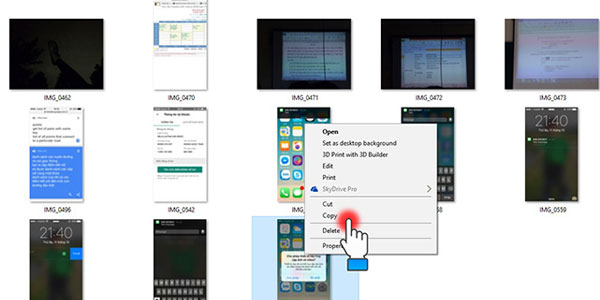 Chọn các hình cần chép từ iPhone sang máy tính và bấm copy
