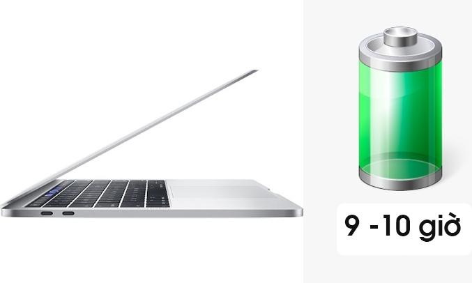 Macbook Pro i5 13.3 inch 2019 256GB Touch Bar Grey (MV962SA/A) thời lượng pin lên đến 9-10 giờ