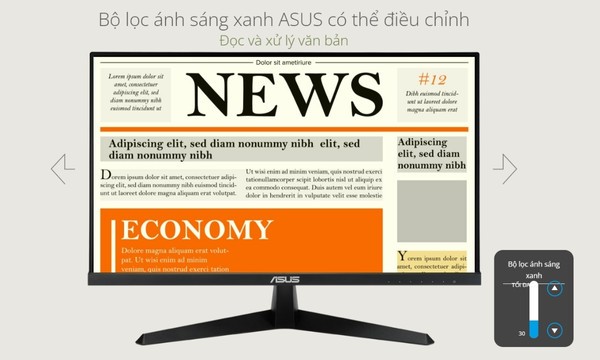 Màn hình Asus VY249HE Bộ lọc ánh sáng xanh dương