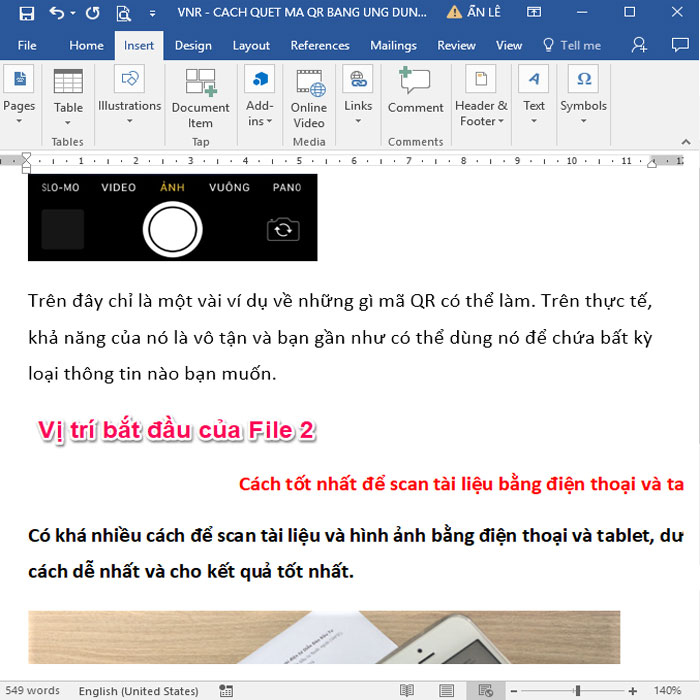 Và bản Word nhỏ đã được ghép lại thành bản Word lớn