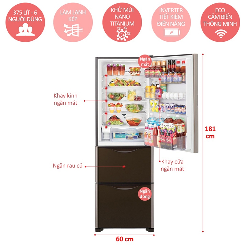 Top 5 tủ lạnh 2020 Hitachi R-SG38FPGV